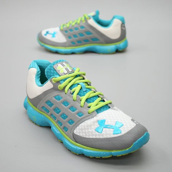 Under Armour Ladies 6.5 Micro G Gray White 4D Foam Running Sneakers  1236543-100 - Picture 1 of 12